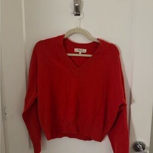 Madewell Red V-Neck Cashmere Sweater